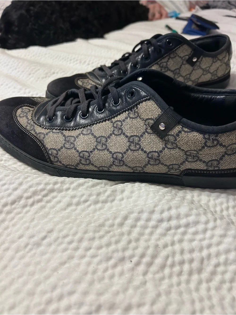 Gucci Men’s Black & Gray GG Canvas Low-Top Sneakers